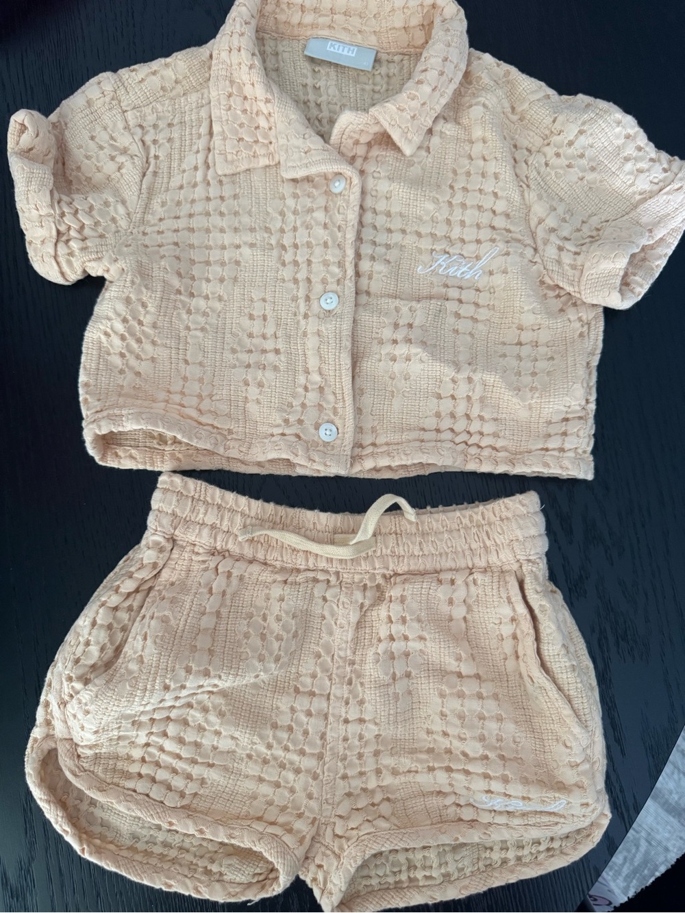 Kith Peach Crochet-Look Short Pajama Set